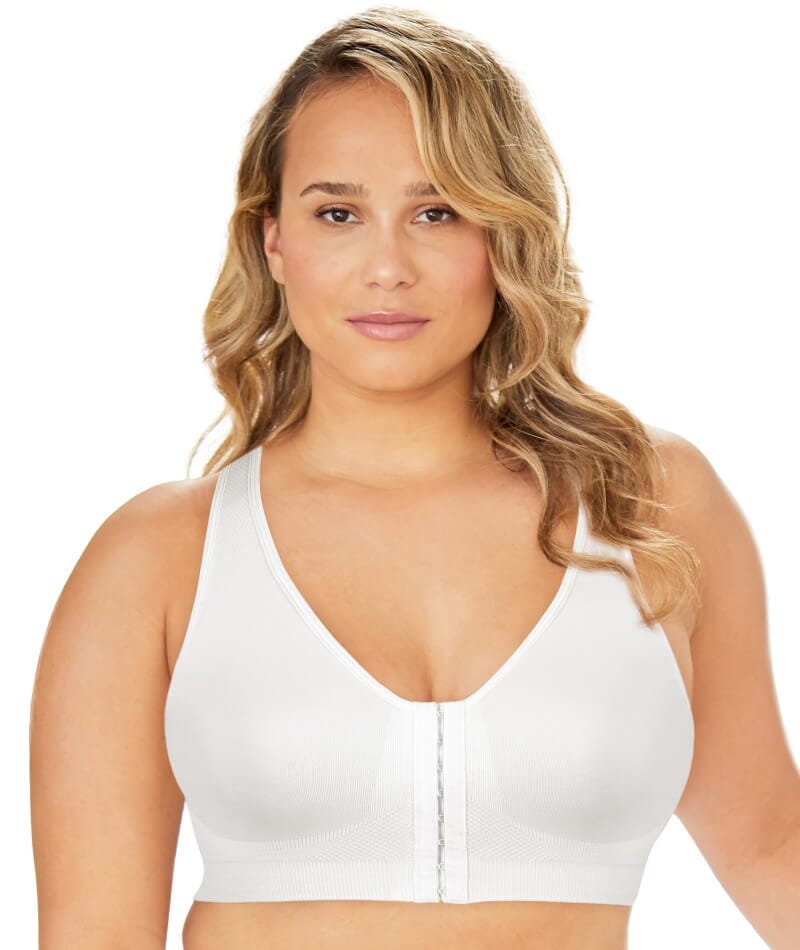 Exquisite Form Fully Seamless Wire-Free Full Coverage Bra with Front Closure - White Bras